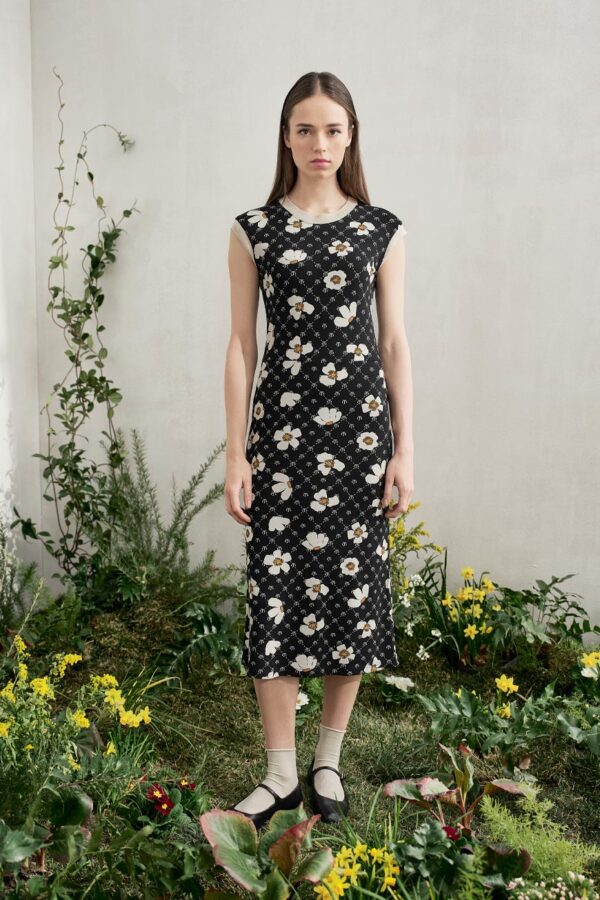 Φόρεμα daisy monogram με lurex rib