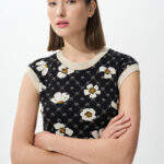 Φόρεμα daisy monogram με lurex rib (2)