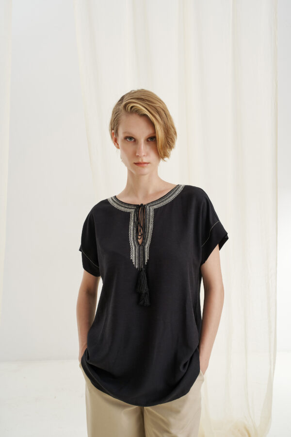 Τουνίκ κεντήματα με μείγμα λινού