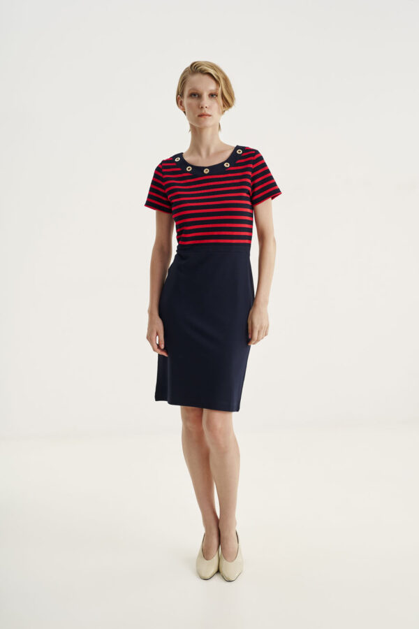 Φόρεμα ριγέ με τρουκ