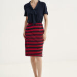 12529 Φούστα ριγέ με logo κουμπιά πλάι (1)