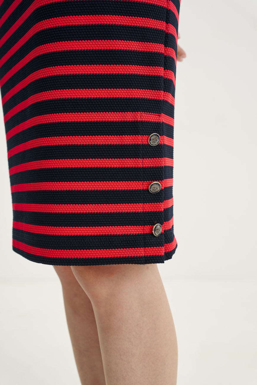 12529 Φούστα ριγέ με logo κουμπιά πλάι (3)