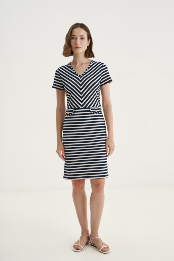 Φόρεμα navy με πατ