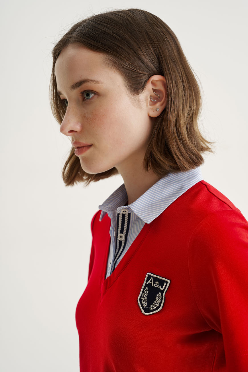 12537 Μπλουζοπουκάμισο με striped γιακά (2)