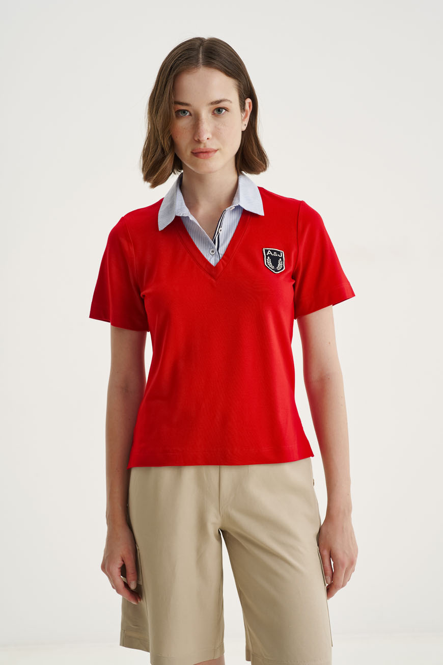 12537 Μπλουζοπουκάμισο με striped γιακά (3)