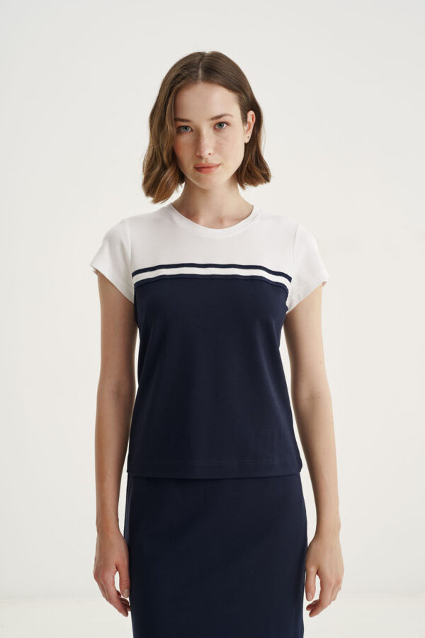 Μπλούζα δίχρωμη με striped rib