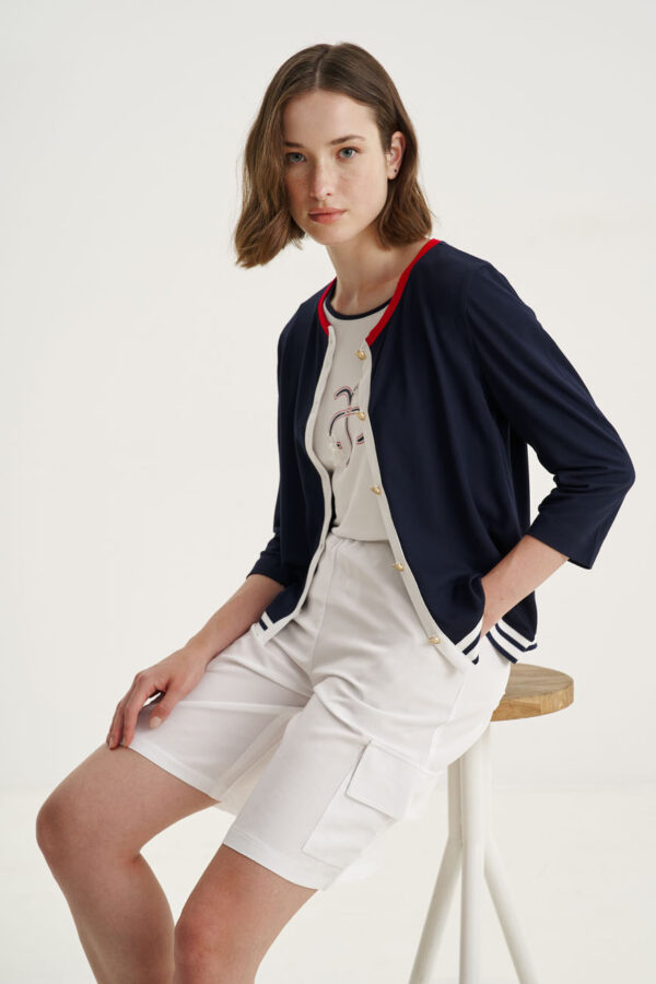 Ζακέτα με αντιθέσεις και striped rib