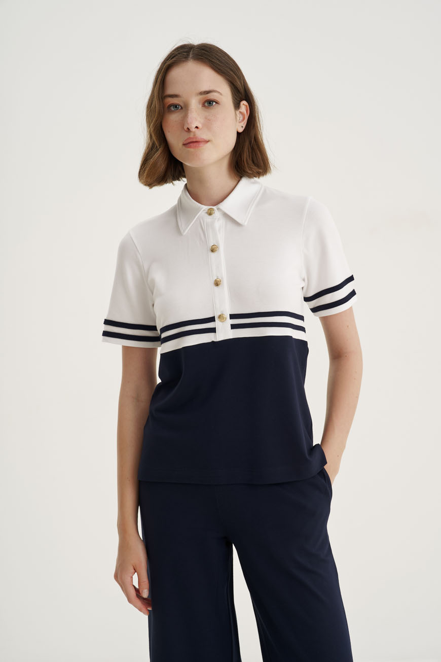 12555 Polo με contrast ρίγες (2)