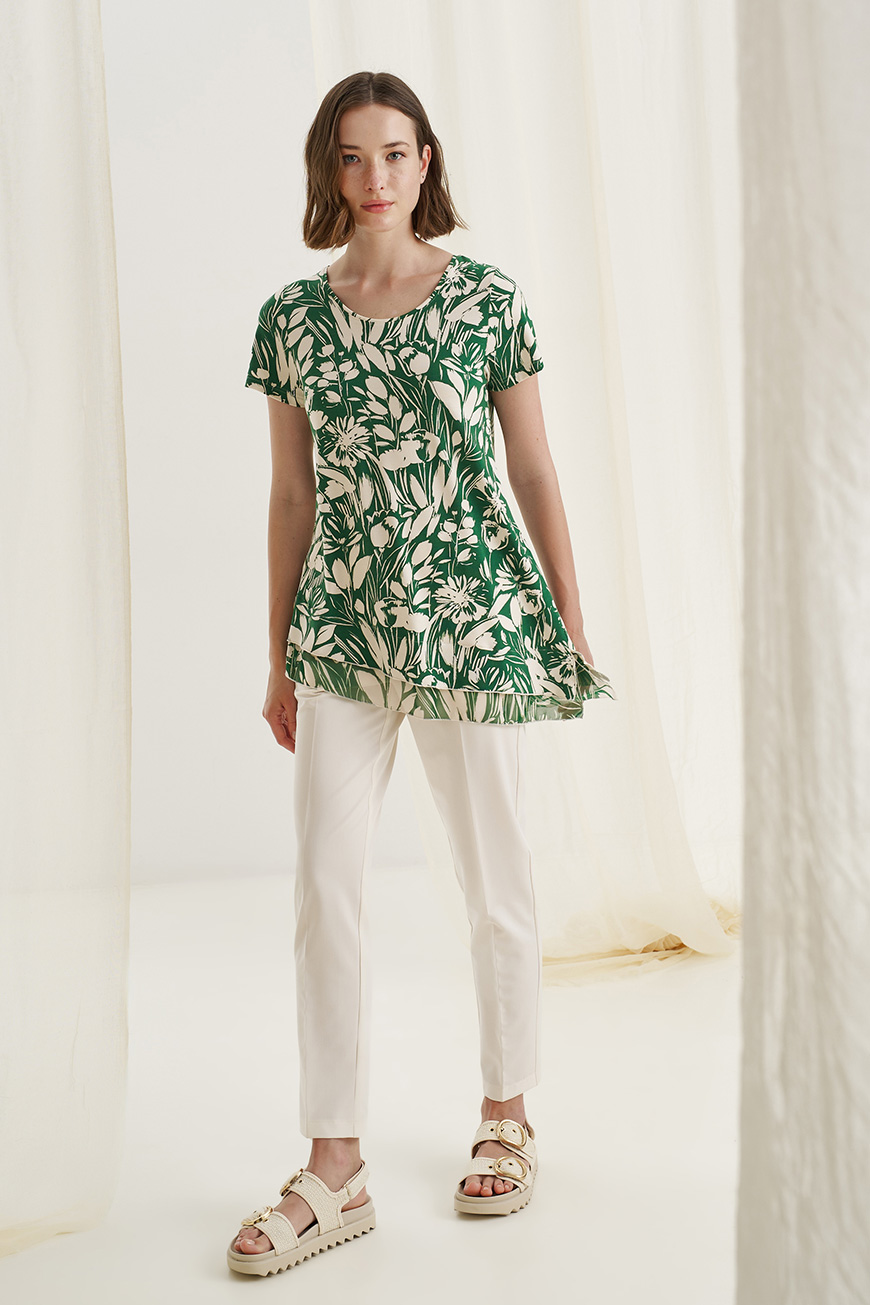 12600 Μπλούζα άνετη με συνδυασμό μουσελίνα tulips (1)
