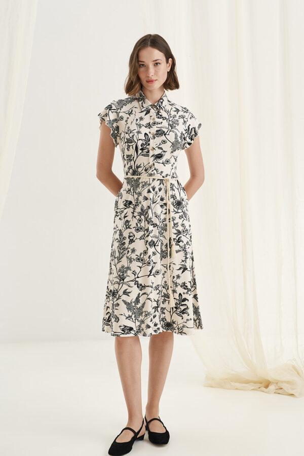 Polo φόρεμα με γιακά birds