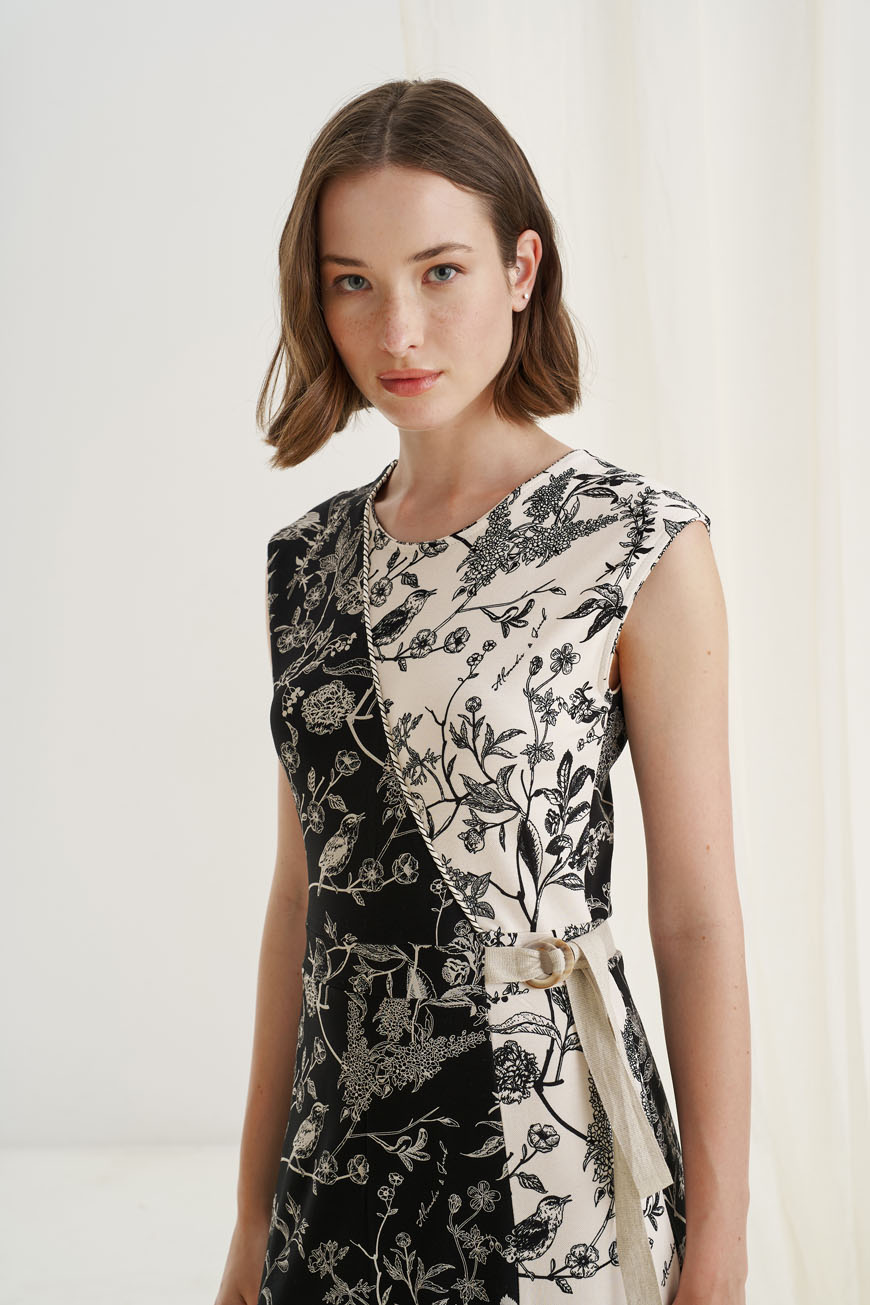 12613 Φόρεμα wrap με αντιθέσεις birds (2)