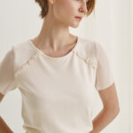 12676 Μπλούζα με μουσελίνα αντιθέσεις και βολάν (1)