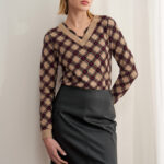 12730 Μπλούζα Ve tartan με δαντέλα (4)