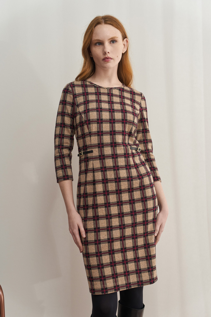 12733 Φόρεμα tartan ζακάρ με τόκα (2)