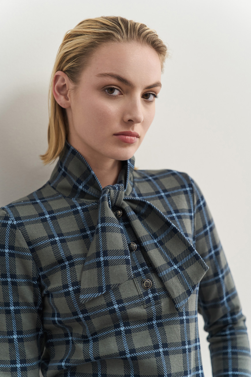 12736 Μπλούζα tartan με δέσιμο (4)