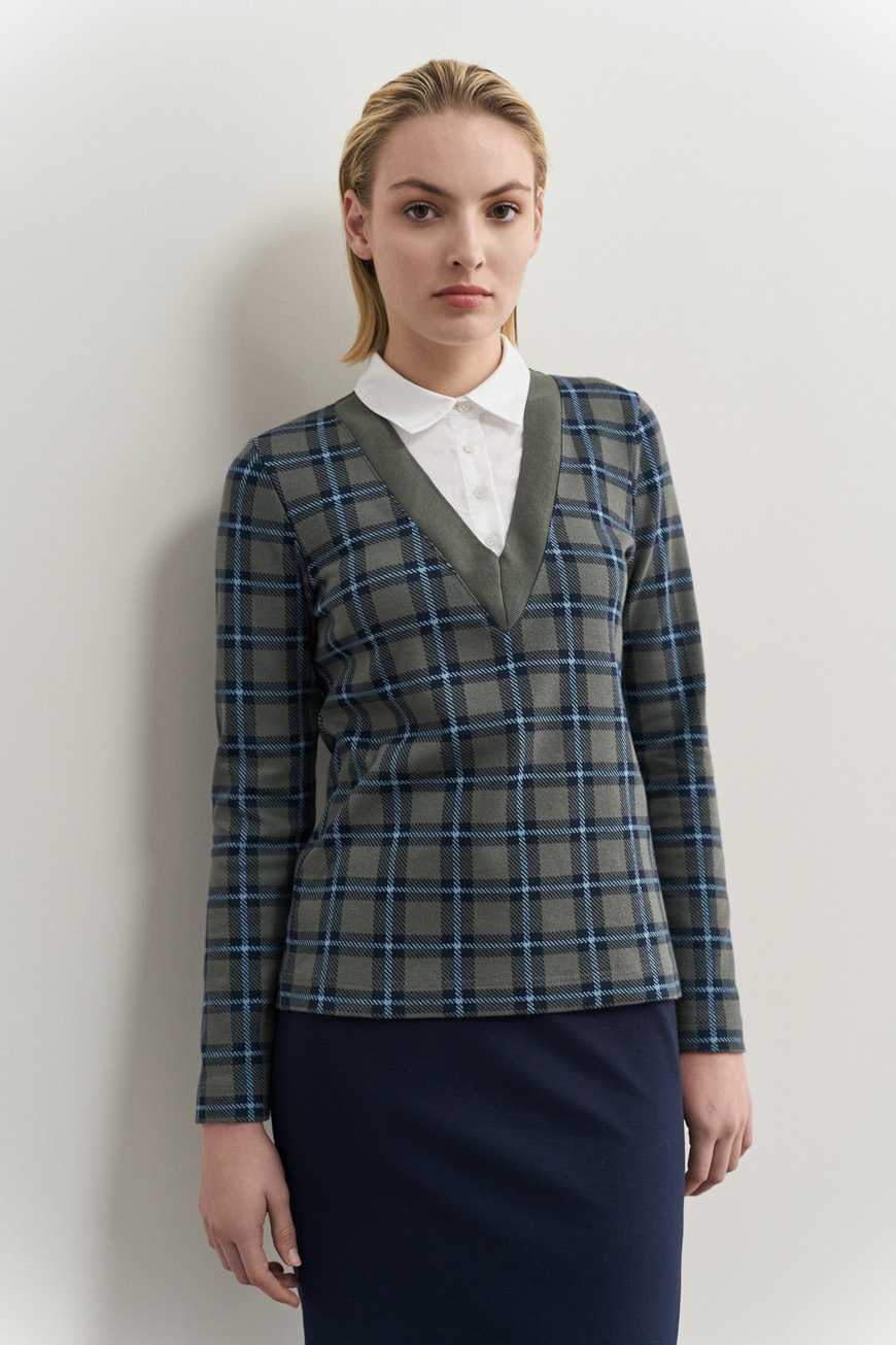 12737 Μπλουζοπουκάμισο tartan ζακάρ (4)