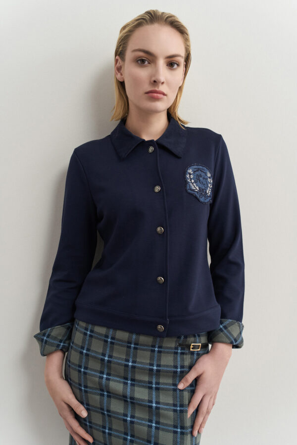 Ζακέτα με αντίθεση κοτλέ γιακά