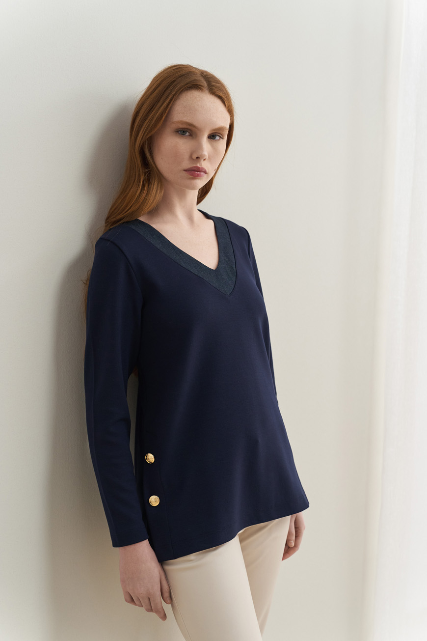 12762 Μπλούζα με denim λεπτομέρειες (4)