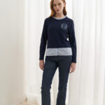 12776 Μπλούζα με ριγέ ποπλίνα αντίθεση (2)