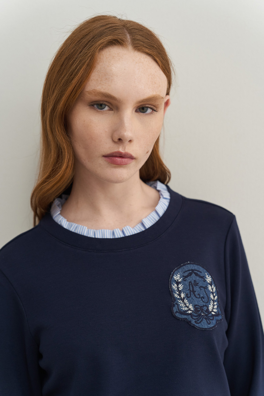 12776 Μπλούζα με ριγέ ποπλίνα αντίθεση (3)