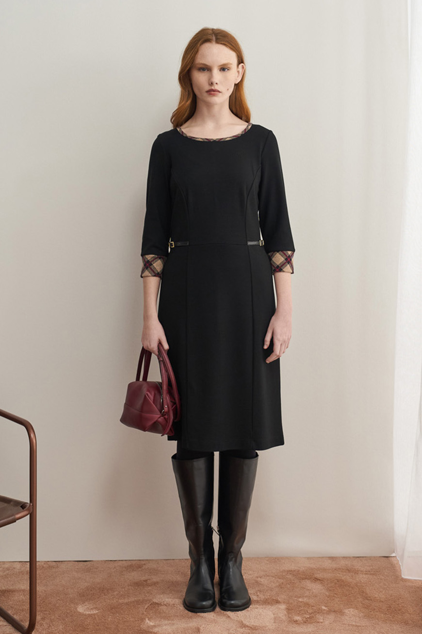 12795 Φόρεμα με contrast tartan ρέλι (1)