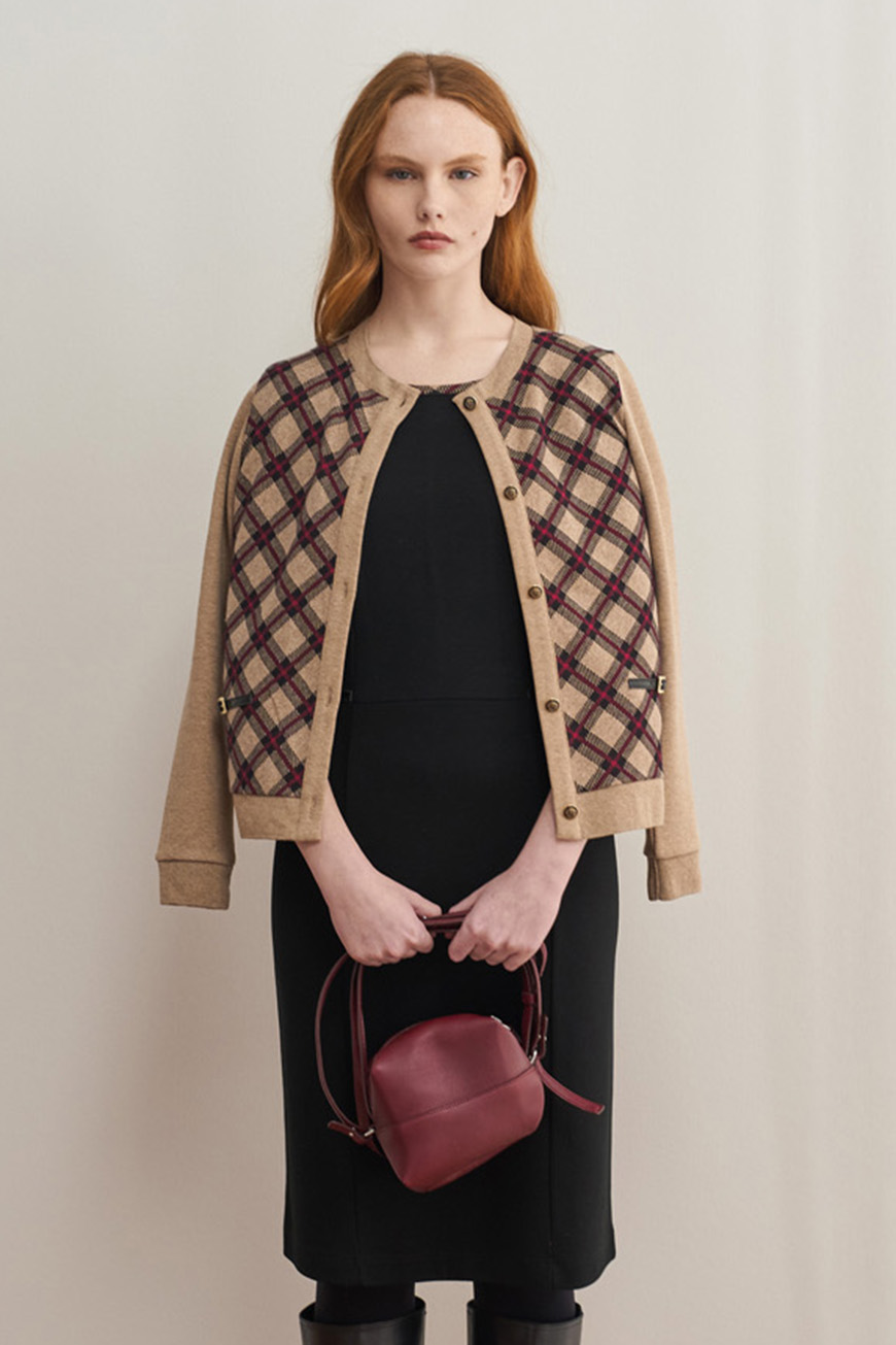 12795 Φόρεμα με contrast tartan ρέλι (2)