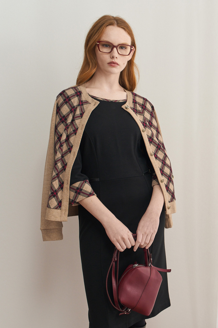 12795 Φόρεμα με contrast tartan ρέλι (4)