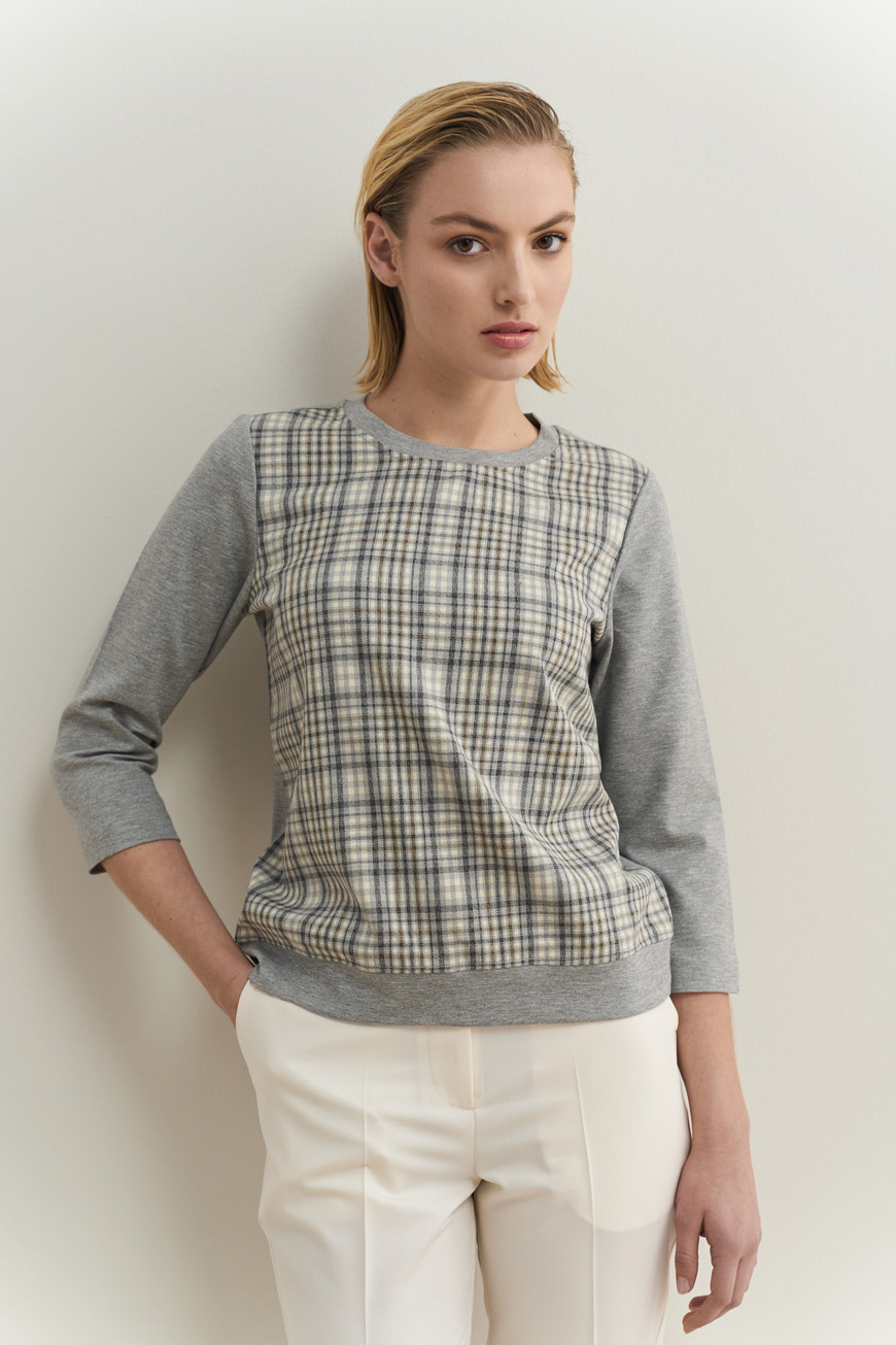 12819 Μπλούζα grey καρό (2)