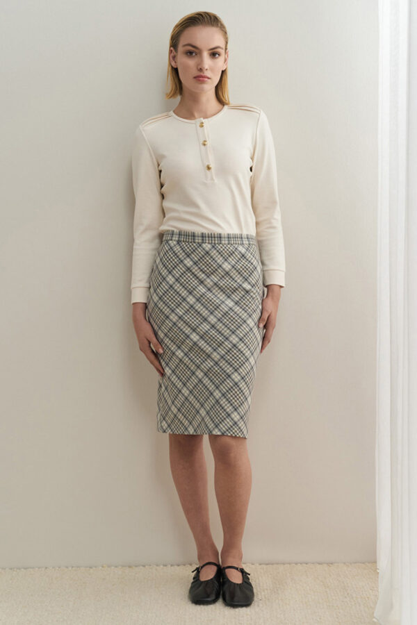 Ίσια φούστα grey καρό