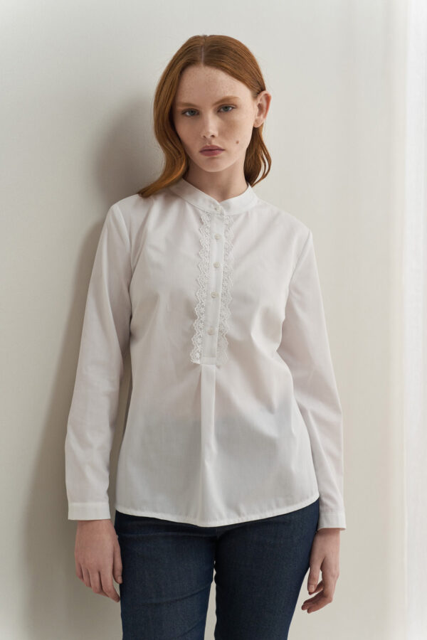 Πουκάμισο από ποπλίνα με δαντέλα