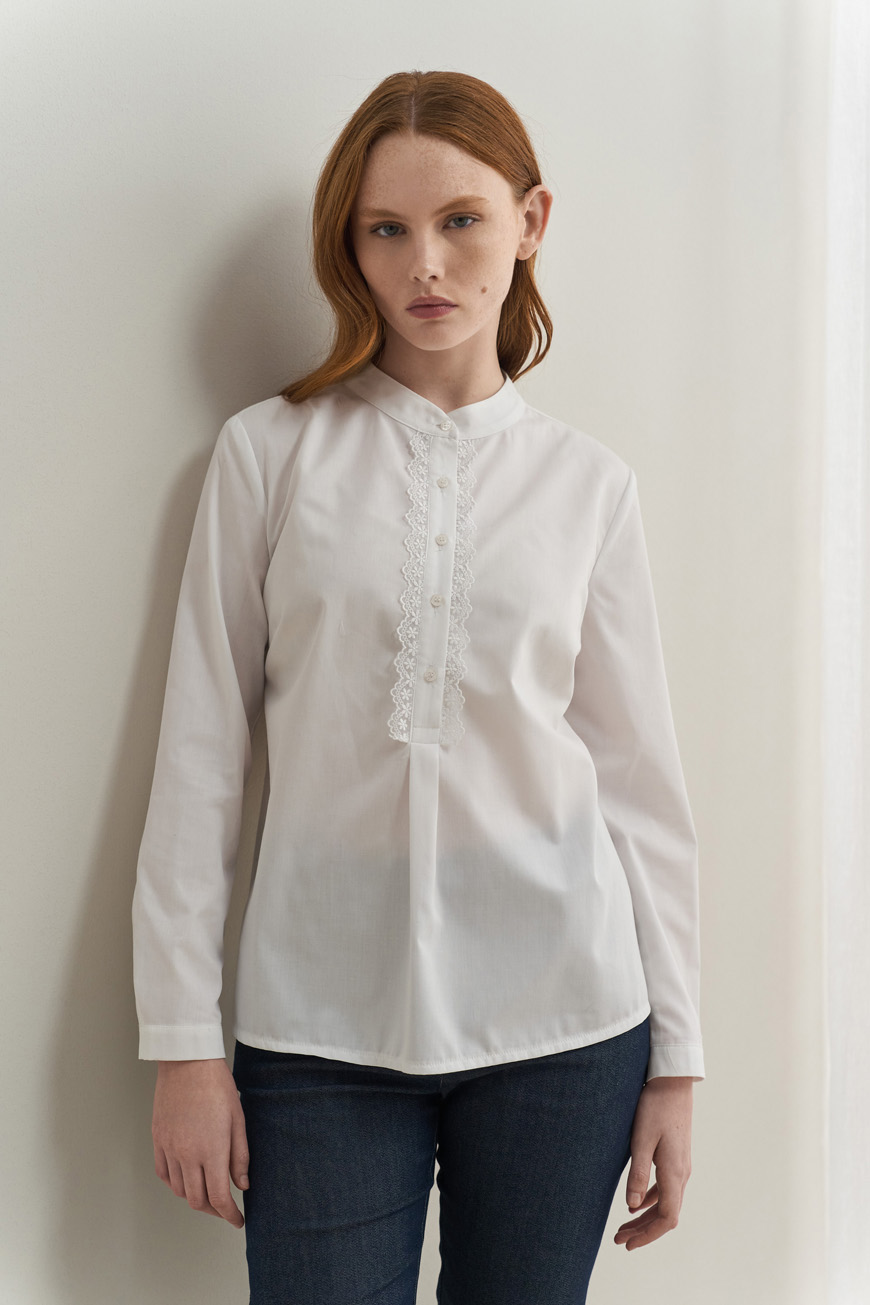 12823 Πουκάμισο από ποπλίνα με δαντέλα (1)