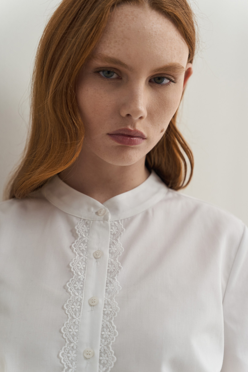 12823 Πουκάμισο από ποπλίνα με δαντέλα (2)