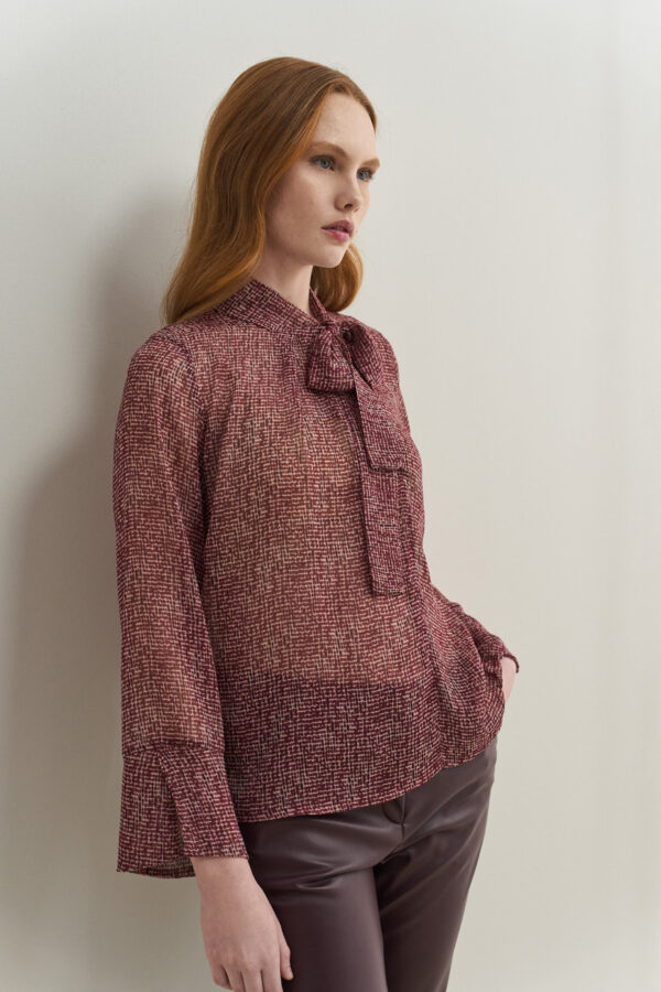 Τοπ από μουσελίνα print με δέσιμο