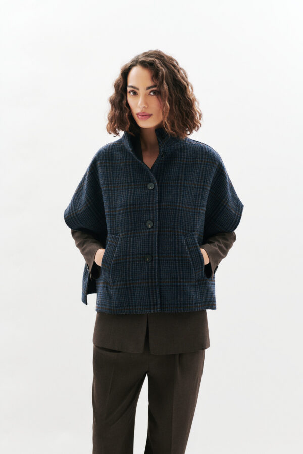 Holan3 poncho navy blue woman