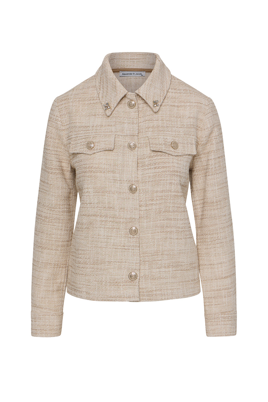 12806s-1 Jacket lurex tweed με γιακά