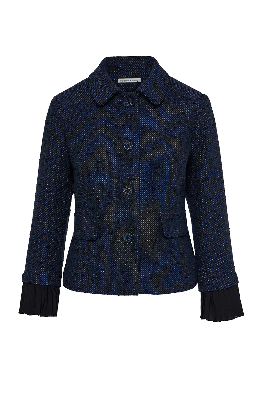 12866 Σακάκι tweed blue πλισέ Σακάκι tweed blue πλισέ