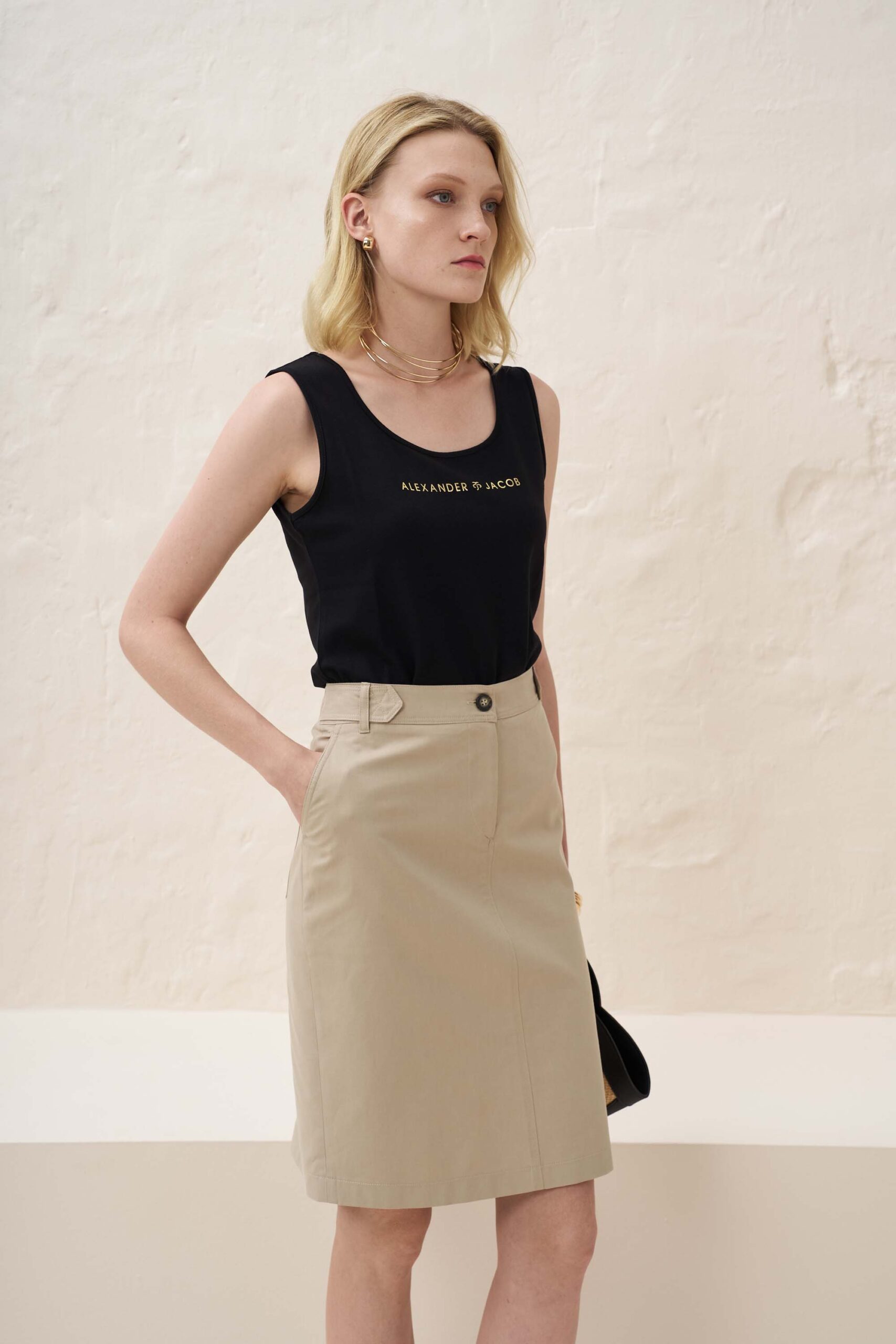 12908 Φούστα από βαμβακερή καπαρντίνα (1)