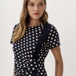 12916 Φόρεμα πουά με contrast λωρίδα (3)