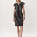 12918 Φόρεμα πουά με πιετάκι στη λαιμουδιά (2)