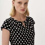 12918 Φόρεμα πουά με πιετάκι στη λαιμουδιά (5)