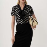 12920 Μπλούζα πουά με φουλάρι (1)