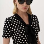 12920 Μπλούζα πουά με φουλάρι (2)