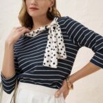 12935 Μπλούζα candy με φουλάρι πουά (1)