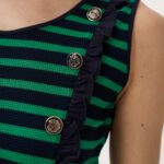 12953 Αμάνικο φόρεμα bubble ριγέ με κουμπιά (7)