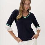 12959 Μπλούζα Ve με πλισέ μανίκι (1)
