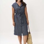 13013 Φόρεμα linen blend με ζώνη (1)
