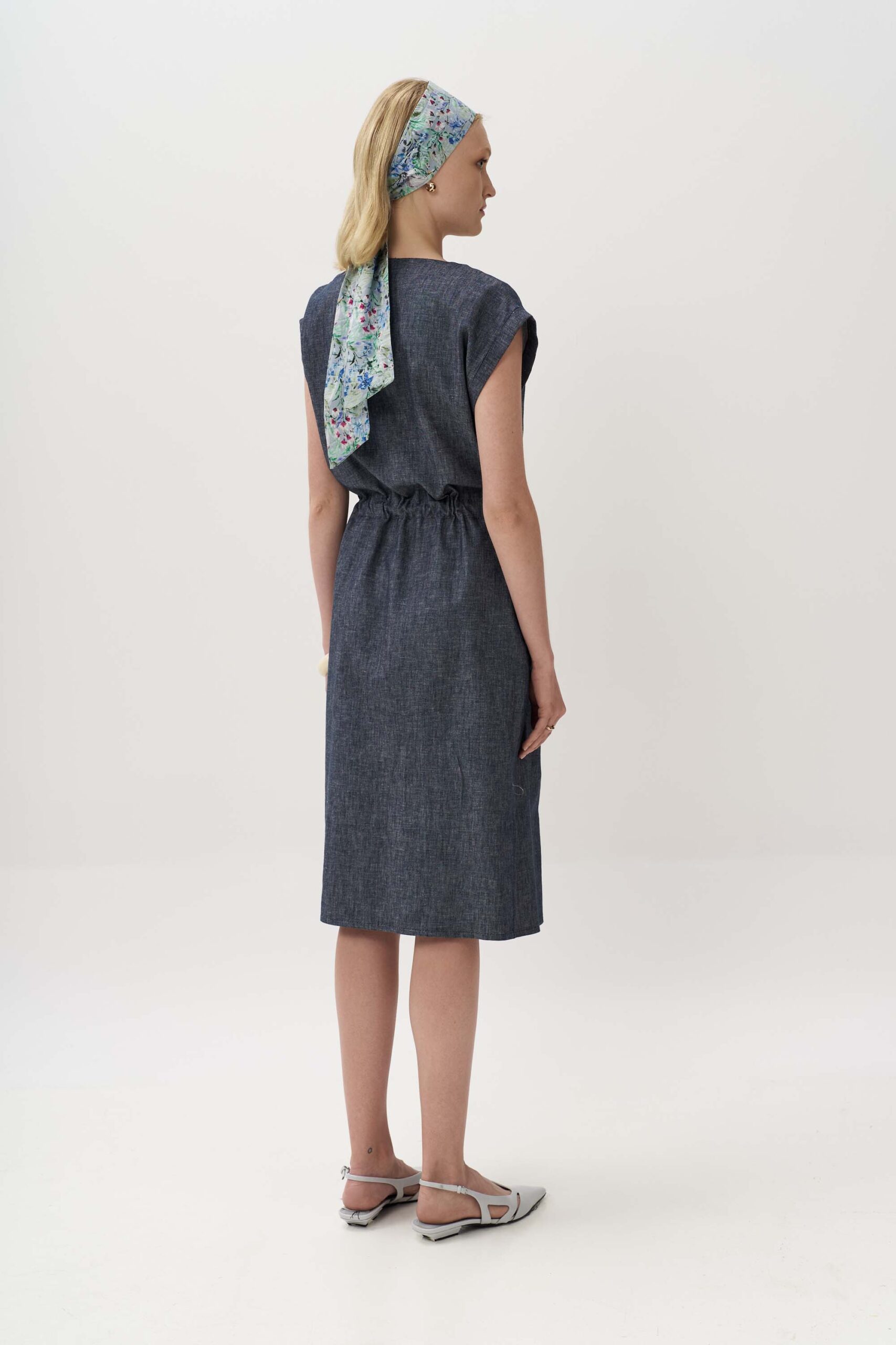 13013 Φόρεμα linen blend με ζώνη (5)