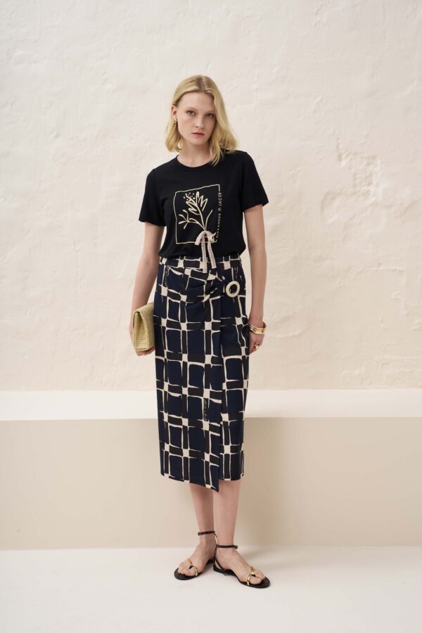 Cube print wrap skirt