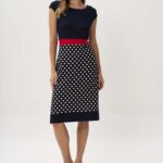 12917 Φόρεμα πουά με κόκκινη αντίθεση (1)