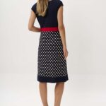 12917 Φόρεμα πουά με κόκκινη αντίθεση (3)